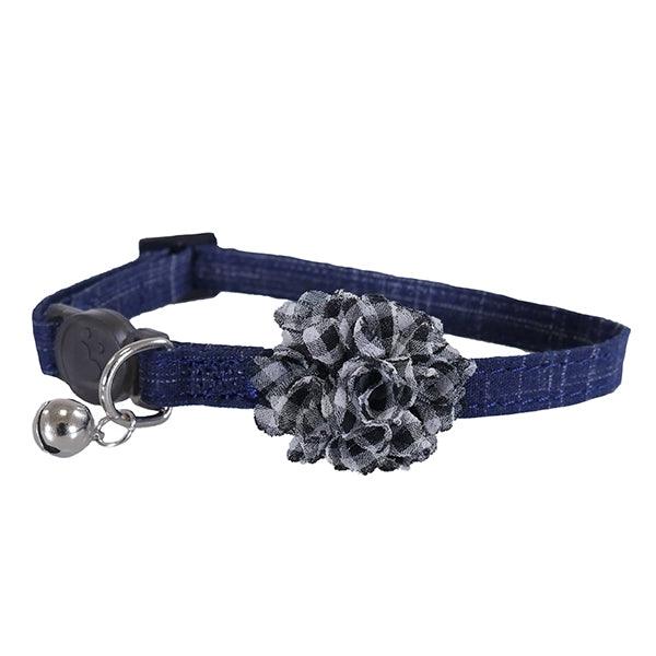 Chic Blue Scrunch Cat Collar In Elegant Rosewood Design