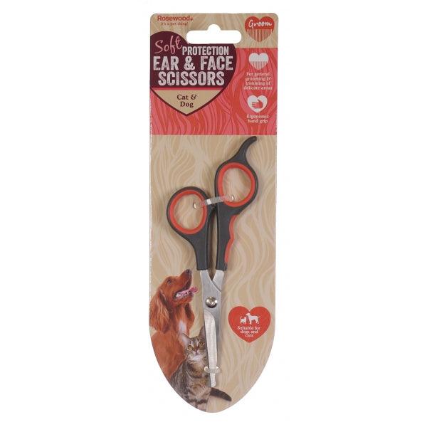 Deluxe Rosewood Soft Grip Salon Scissors For Safe Ear And Face Grooming