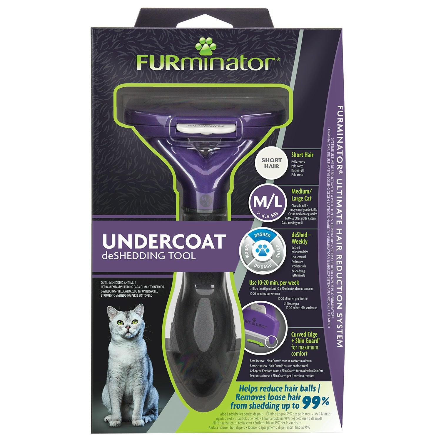 Furminator Undercoat Deshedding Tool For Medium To Large Short-Haired Cats - Ultimate Grooming Solution!