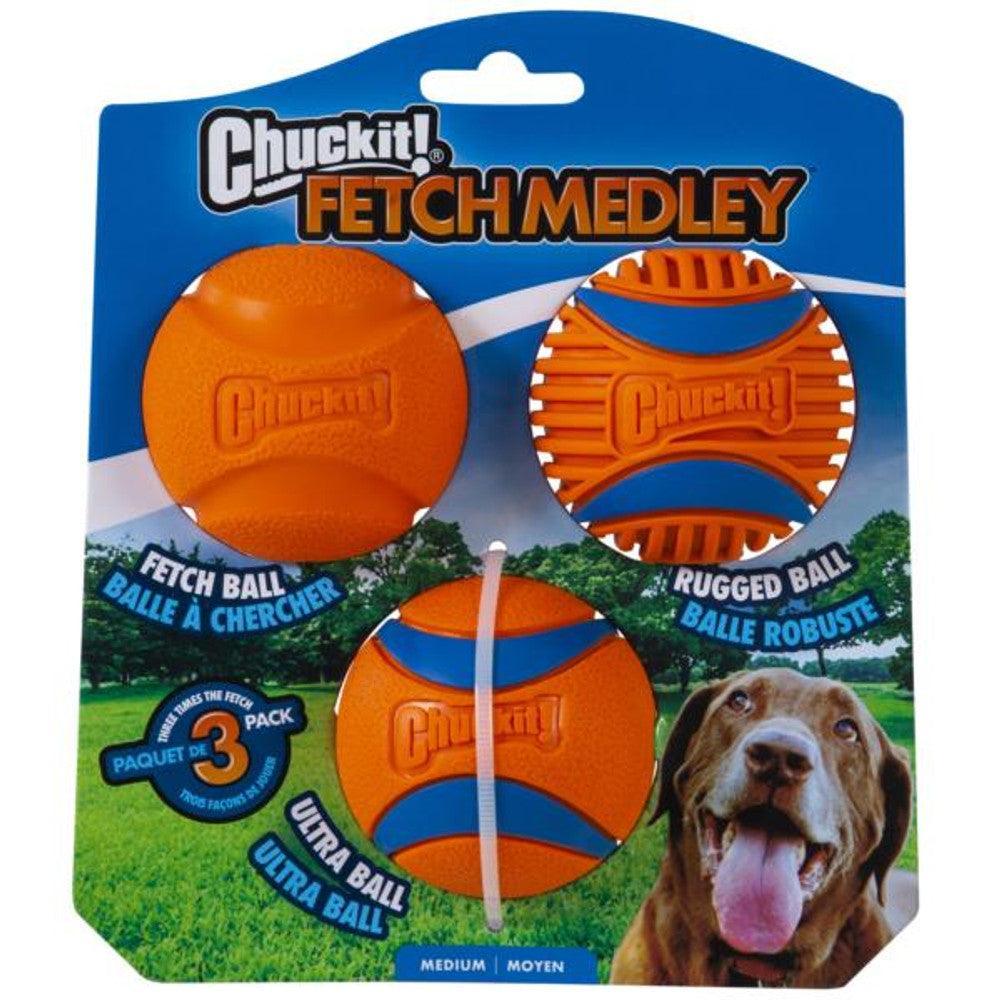 Chuckit! Fetch Medley Gen 3 - Set Of 3 Medium Balls For Ultimate Playtime Fun