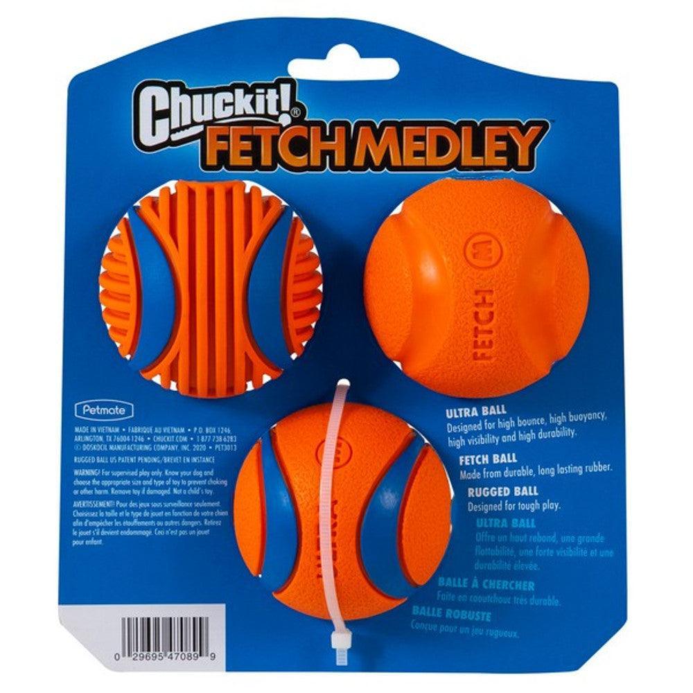 Chuckit! Fetch Medley Gen 3 - Set Of 3 Medium Balls For Ultimate Playtime Fun