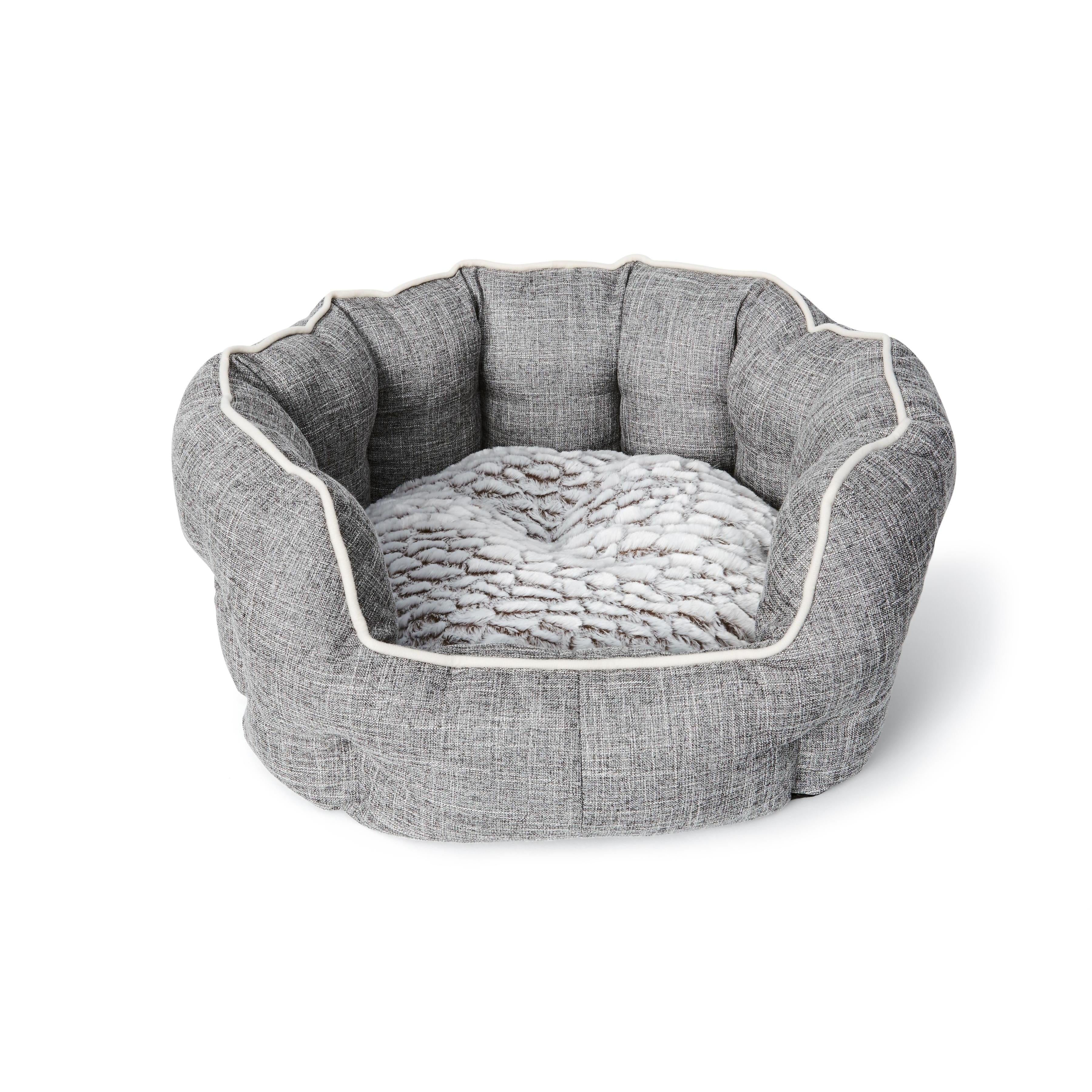 Luxurious Bud'Z Deluxe Round Dog Cuddler Bed In Gray – The Perfect Cozy Retreat (58 X 58 X 26 Cm)